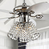 Mandy 42" 3-Light Crystal LED Ceiling Fan With Remote, Chrome by JONATHAN Y