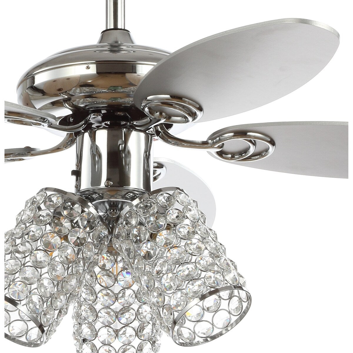 Mandy 42" 3-Light Crystal LED Ceiling Fan With Remote, Chrome by JONATHAN Y