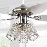 Mandy 42" 3-Light Crystal LED Ceiling Fan With Remote, Chrome by JONATHAN Y