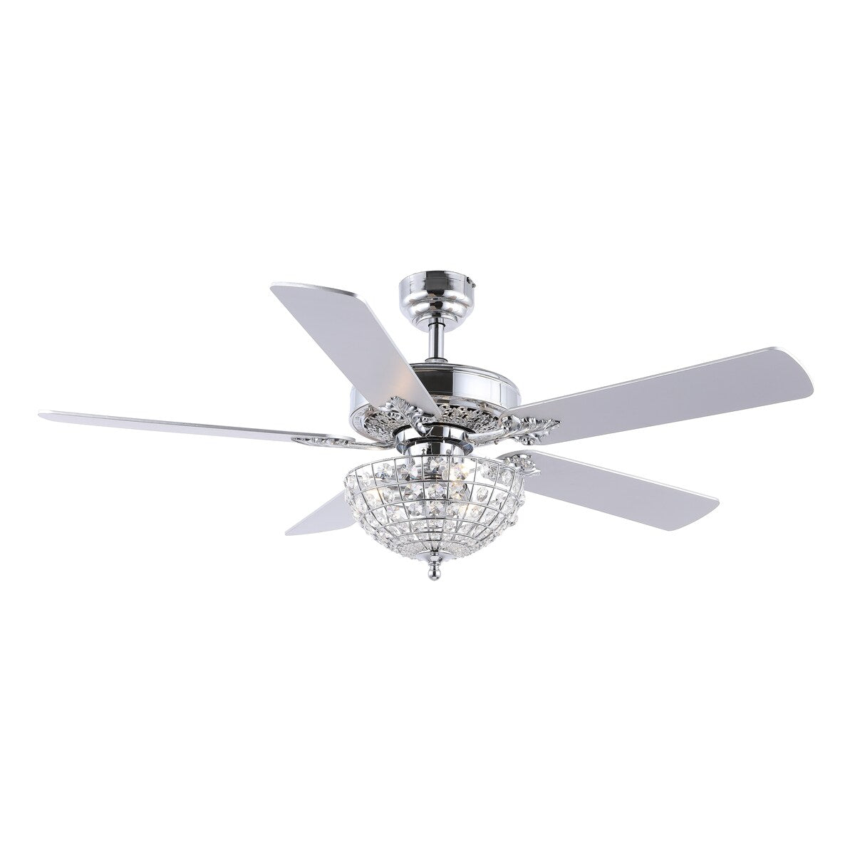 Mandy 52" 3-Light Glam Classic Crystal Dome Shade LED Ceiling Fan With Remote, Chrome by JONATHAN Y