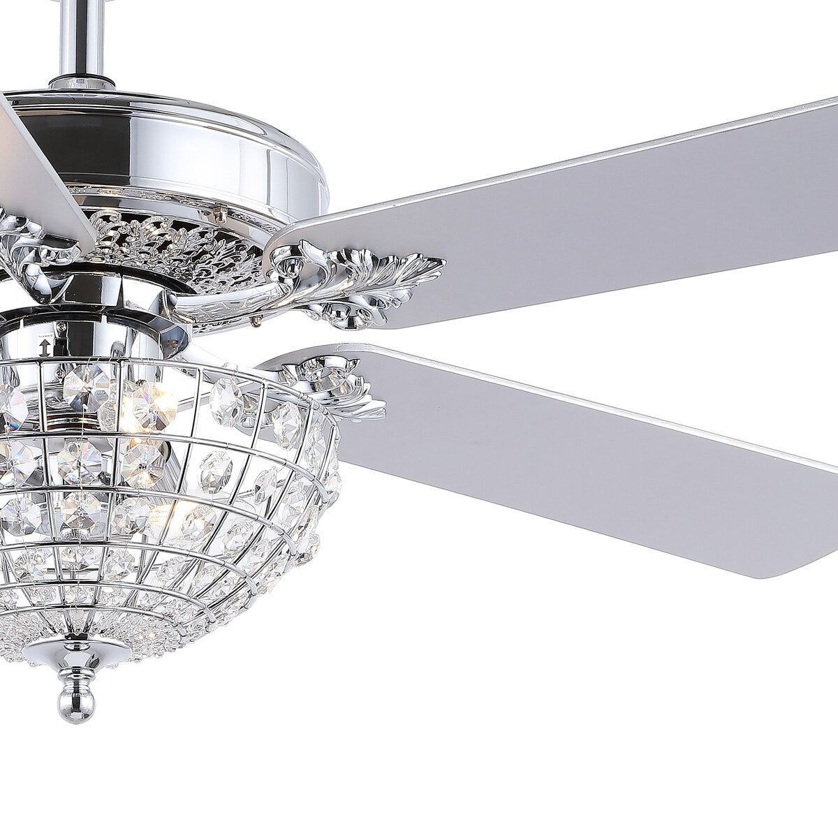 Mandy 52" 3-Light Glam Classic Crystal Dome Shade LED Ceiling Fan With Remote, Chrome by JONATHAN Y