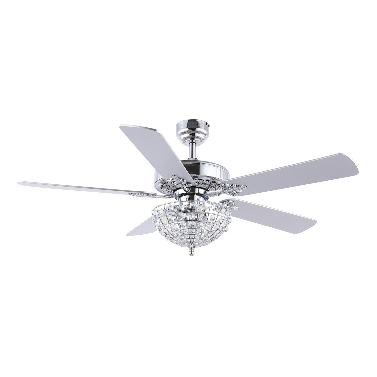 Mandy 52" 3-Light Glam Classic Crystal Dome Shade LED Ceiling Fan With Remote, Chrome by JONATHAN Y