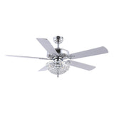 Mandy 52" 3-Light Glam Classic Crystal Dome Shade LED Ceiling Fan With Remote, Chrome by JONATHAN Y