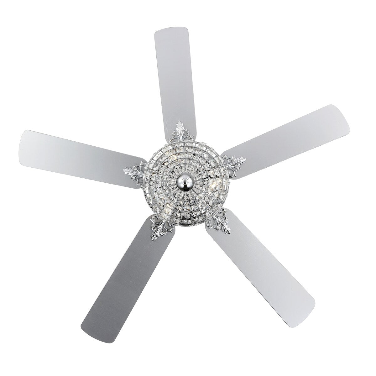 Mandy 52" 3-Light Glam Classic Crystal Dome Shade LED Ceiling Fan With Remote, Chrome by JONATHAN Y