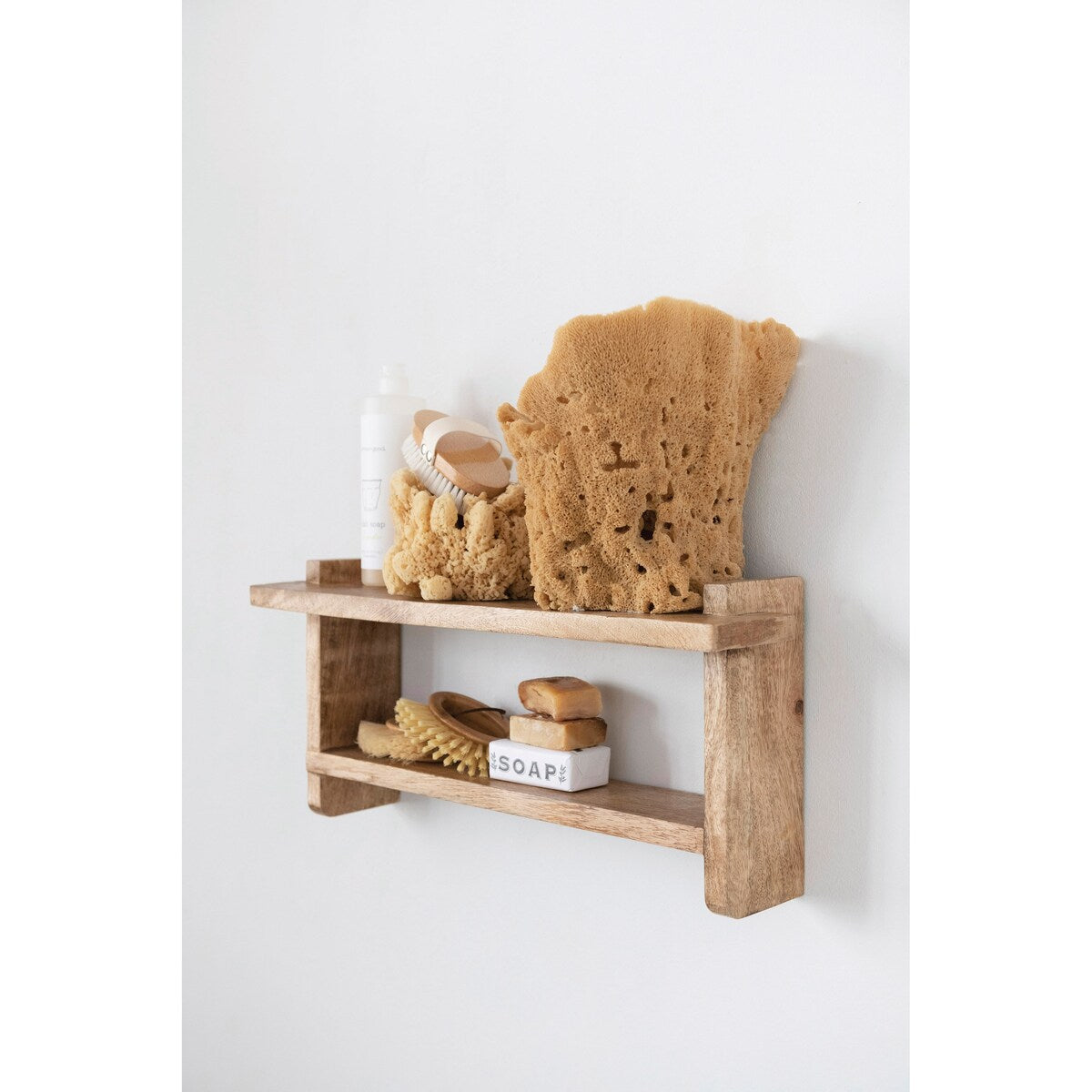 Mango Wood 2-Tier Wall Shelf