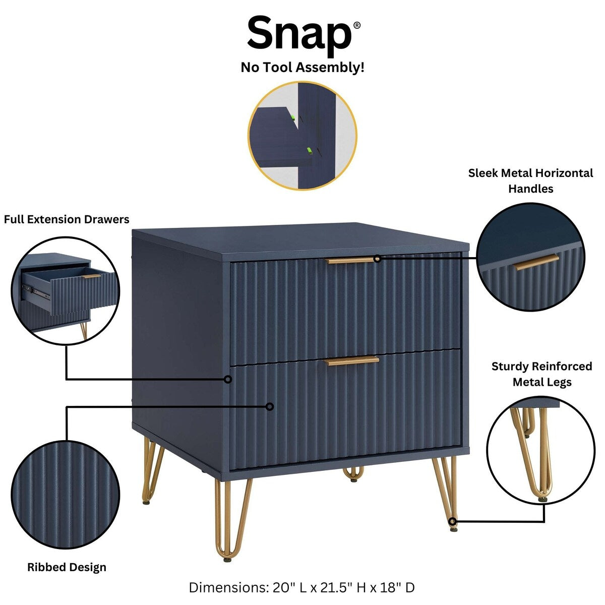 Manhattan Comfort 3-Piece Dumbo Modern 5-Drawer Tall Dresser Nightstand Combo Set