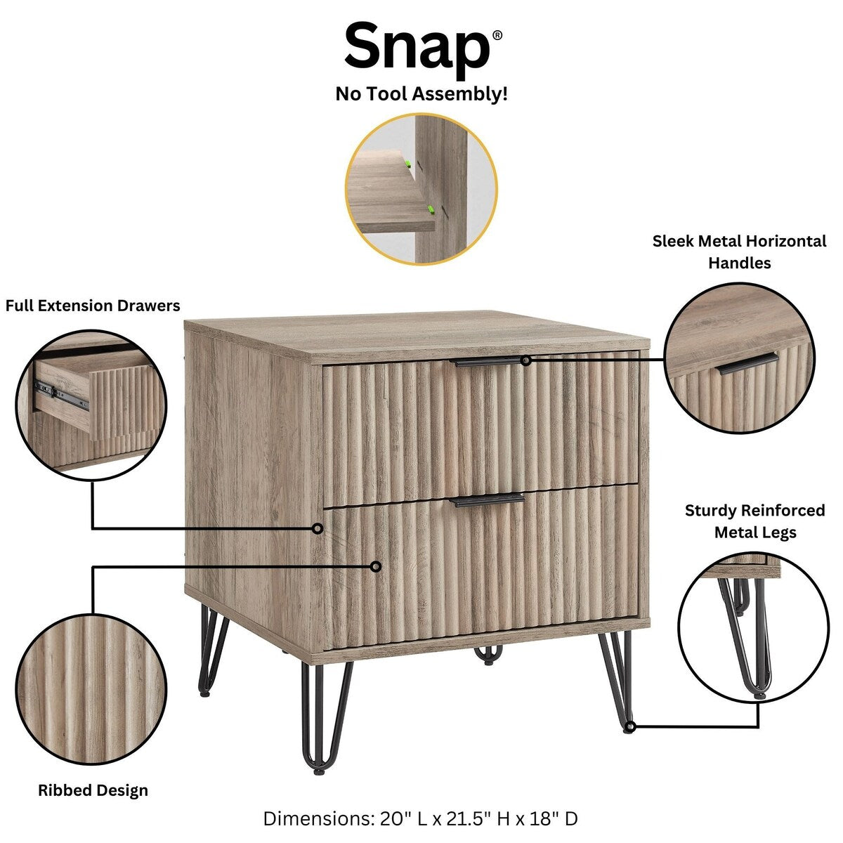 Manhattan Comfort 3-Piece Dumbo Modern 5-Drawer Tall Dresser Nightstand Combo Set