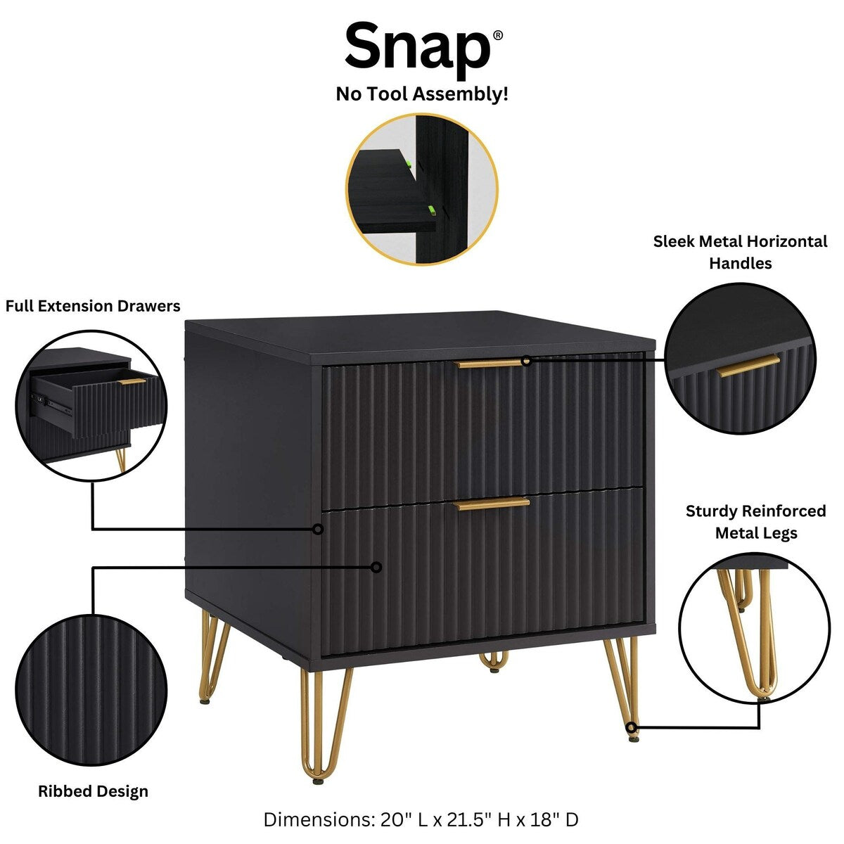 Manhattan Comfort 3-Piece Dumbo Modern 5-Drawer Tall Dresser Nightstand Combo Set