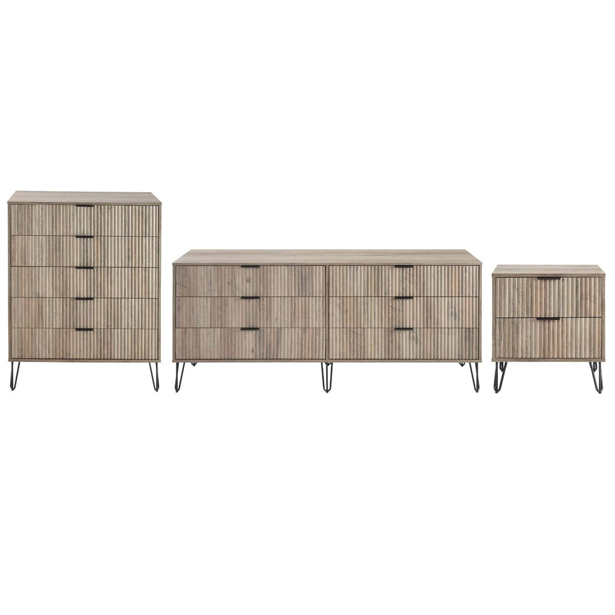 Manhattan Comfort 3-Piece Dumbo Modern 5-Drawer Tall Dresser Nightstand Combo Set