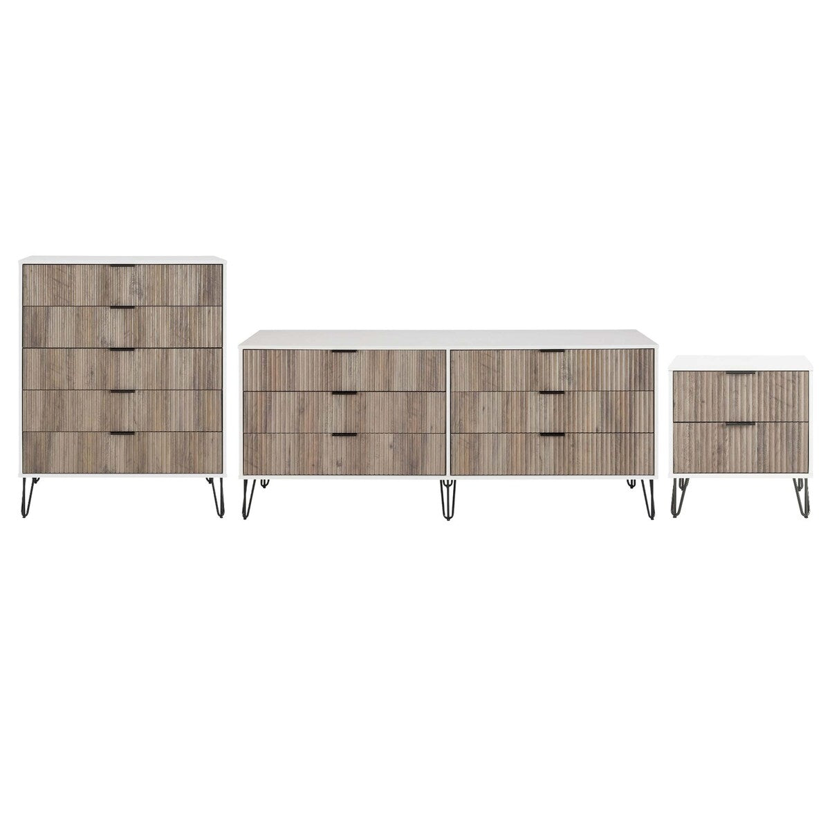 Manhattan Comfort 3-Piece Dumbo Modern 5-Drawer Tall Dresser Nightstand Combo Set