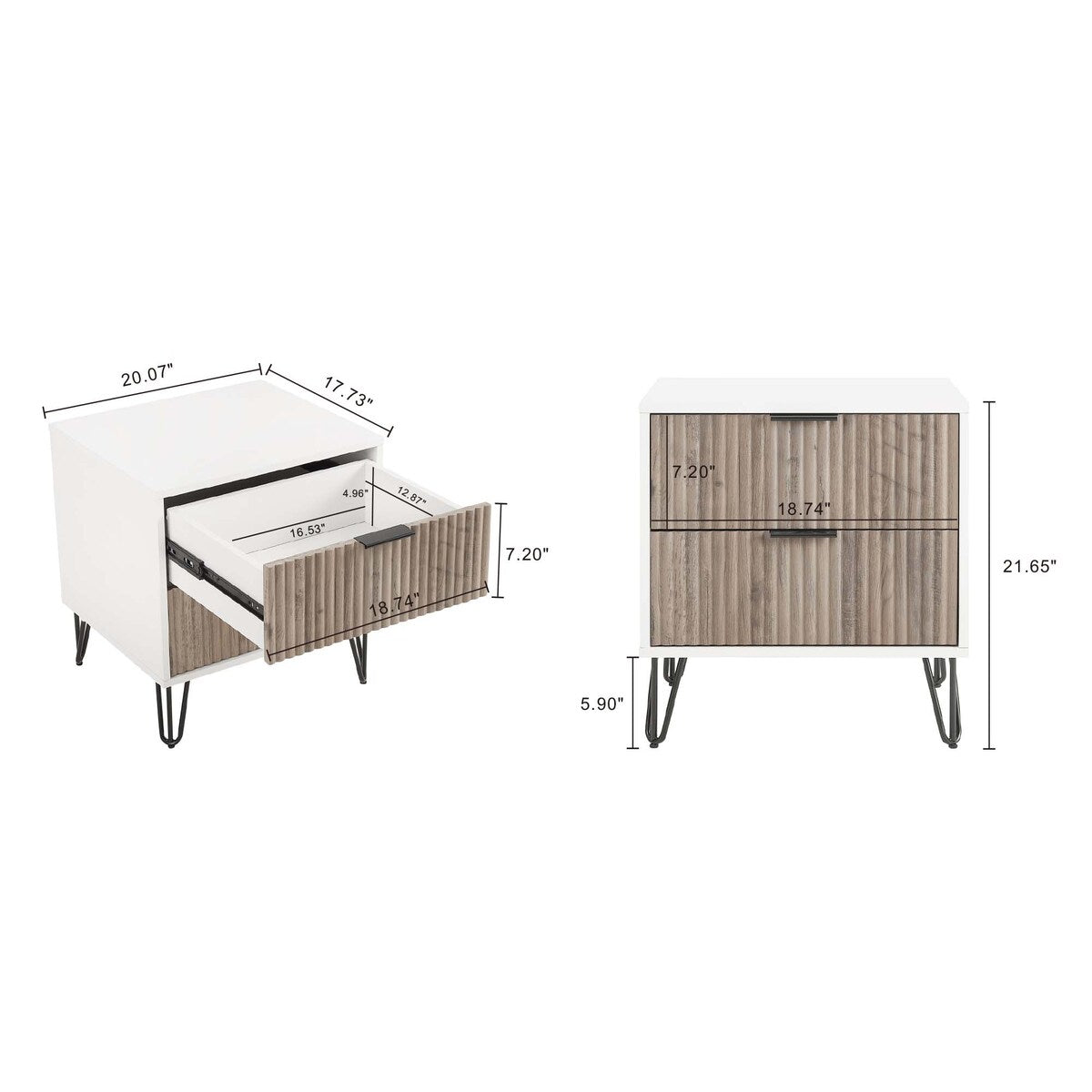 Manhattan Comfort 3-Piece Dumbo Modern 5-Drawer Tall Dresser Nightstand Combo Set