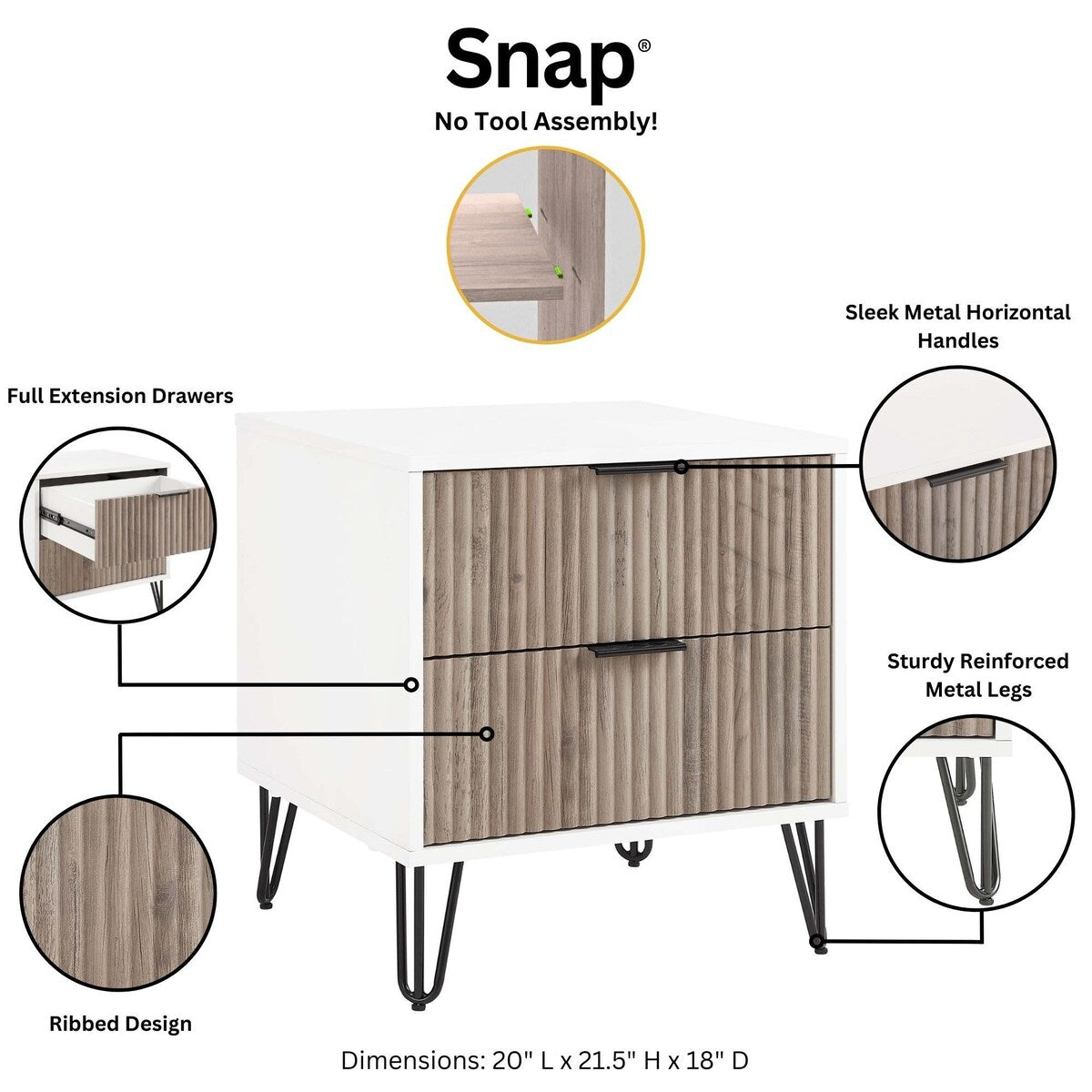 Manhattan Comfort 3-Piece Dumbo Modern 5-Drawer Tall Dresser Nightstand Combo Set