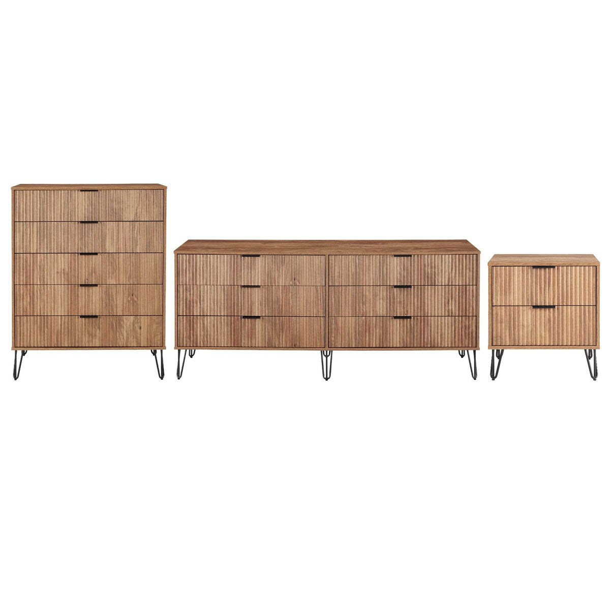 Manhattan Comfort 3-Piece Dumbo Modern 5-Drawer Tall Dresser Nightstand Combo Set