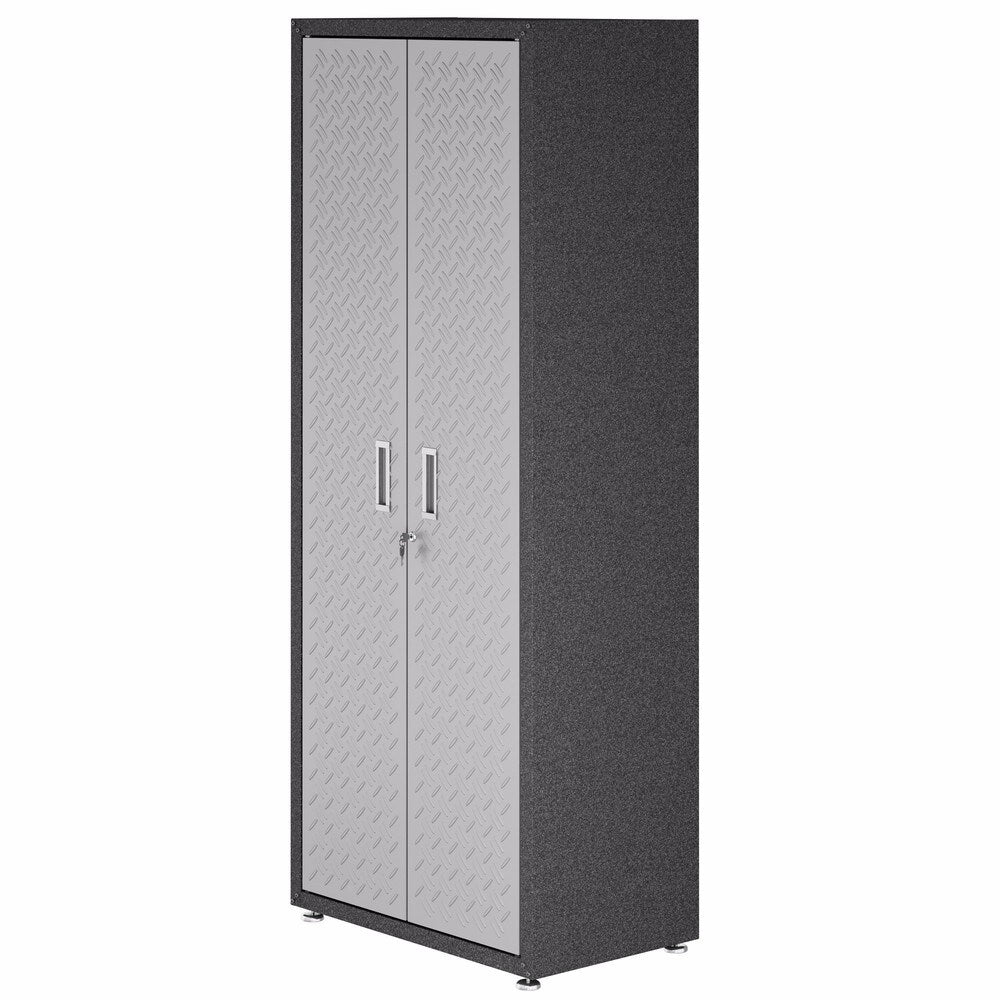 Manhattan Comfort Fortress Grey Textured Metal 75.4-inch Garage Cabinet with 4 Adjustable Shelves