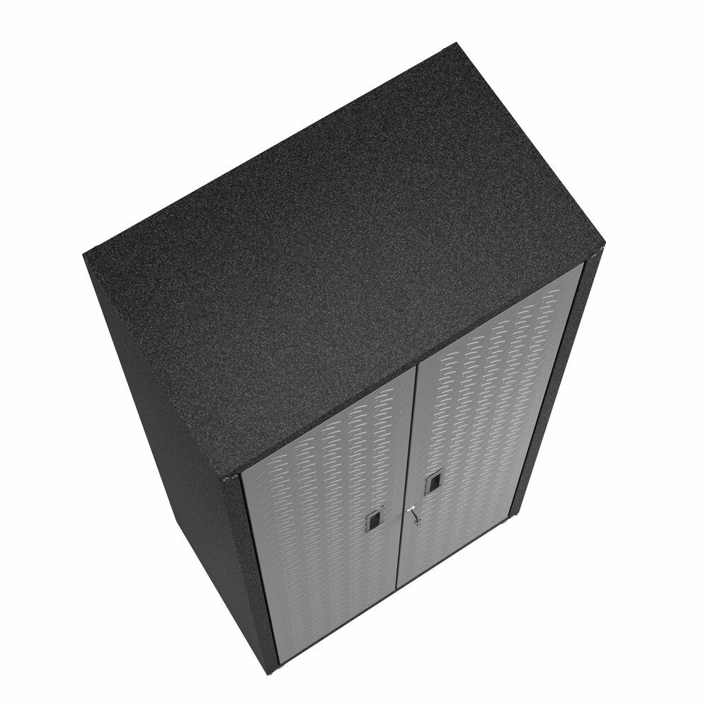 Manhattan Comfort Fortress Grey Textured Metal 75.4-inch Garage Cabinet with 4 Adjustable Shelves