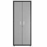 Manhattan Comfort Fortress Grey Textured Metal 75.4-inch Garage Cabinet with 4 Adjustable Shelves