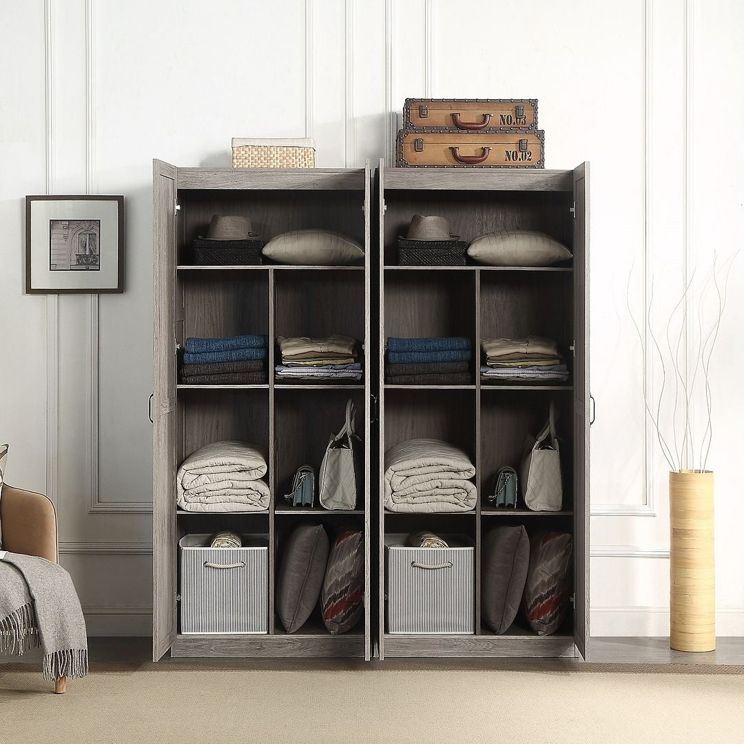 Manhattan Comfort Hopkins Modern 7 Shelf Freestanding Storage Closet Set of 2