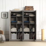 Manhattan Comfort Hopkins Modern 7 Shelf Freestanding Storage Closet Set of 2