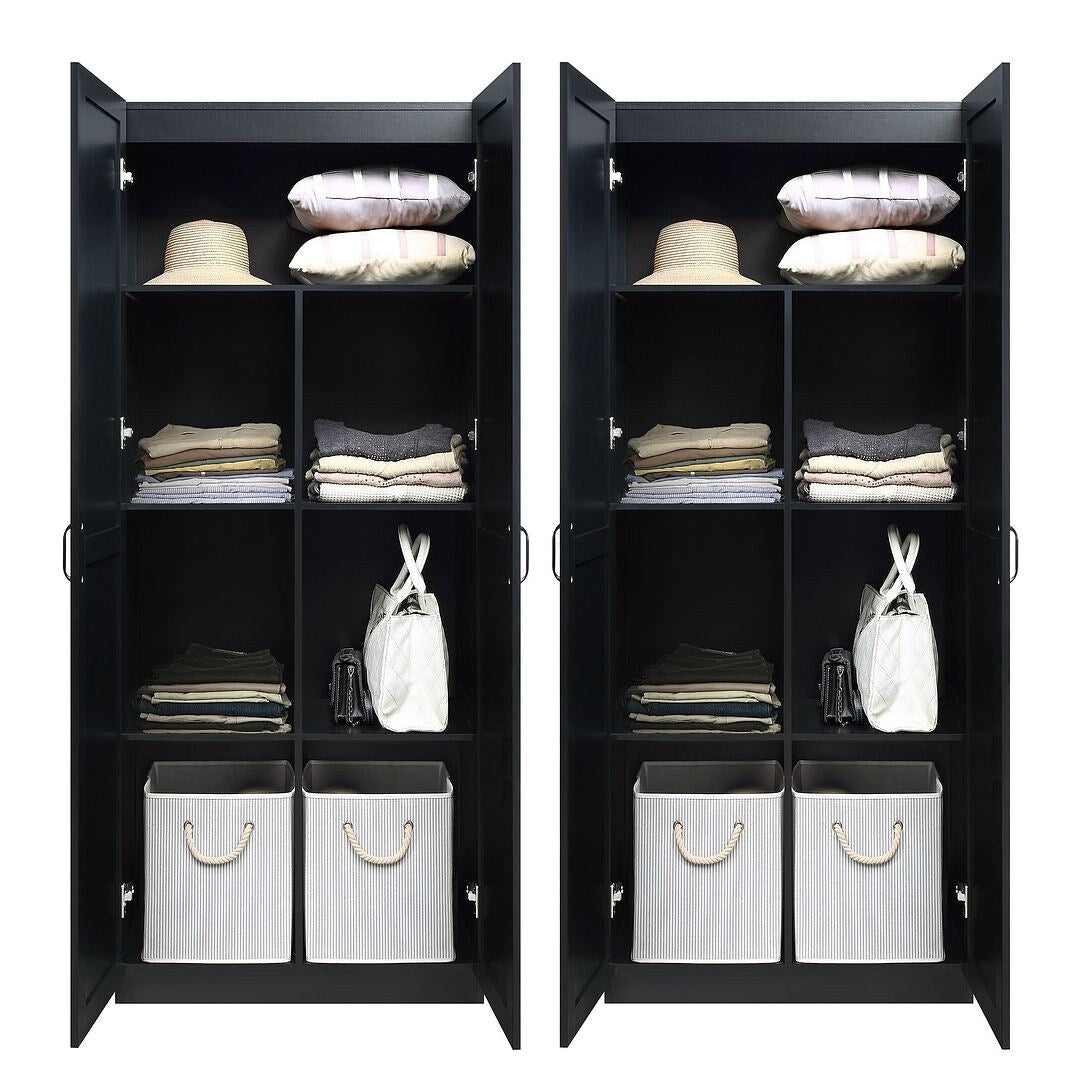 Manhattan Comfort Hopkins Modern 7 Shelf Freestanding Storage Closet Set of 2
