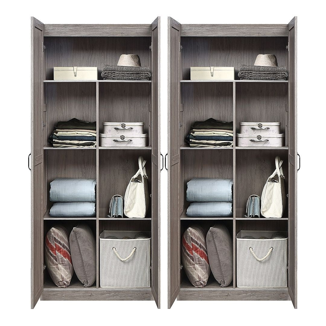 Manhattan Comfort Hopkins Modern 7 Shelf Freestanding Storage Closet Set of 2
