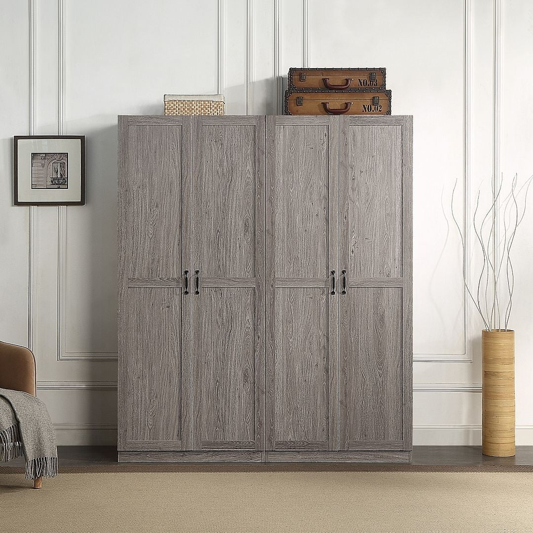 Manhattan Comfort Hopkins Modern 7 Shelf Freestanding Storage Closet Set of 2