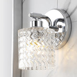Manhattan Vintage Iron/Chevron Pattern Glass Farmhouse Cottage LED Vanity Light, by JONATHAN Y