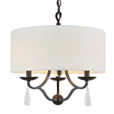 Manning 3 Light Bronze Leaf Mini Chandelier - 16'' W x 17.5'' H