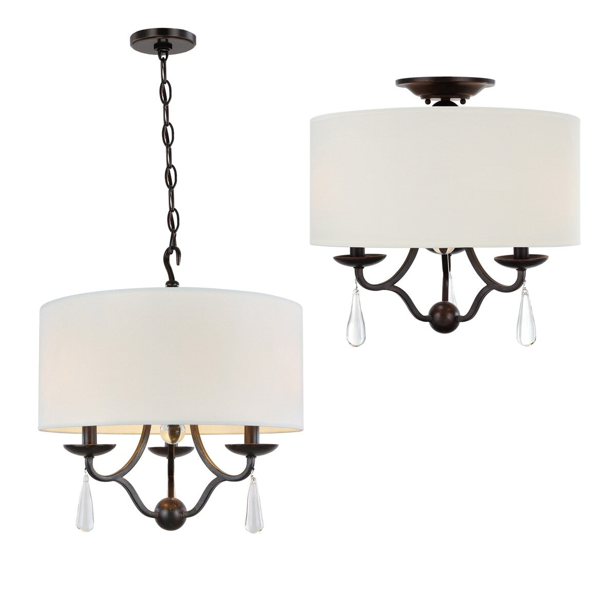 Manning 3 Light Bronze Leaf Mini Chandelier - 16'' W x 17.5'' H