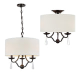 Manning 3 Light Bronze Leaf Mini Chandelier - 16'' W x 17.5'' H