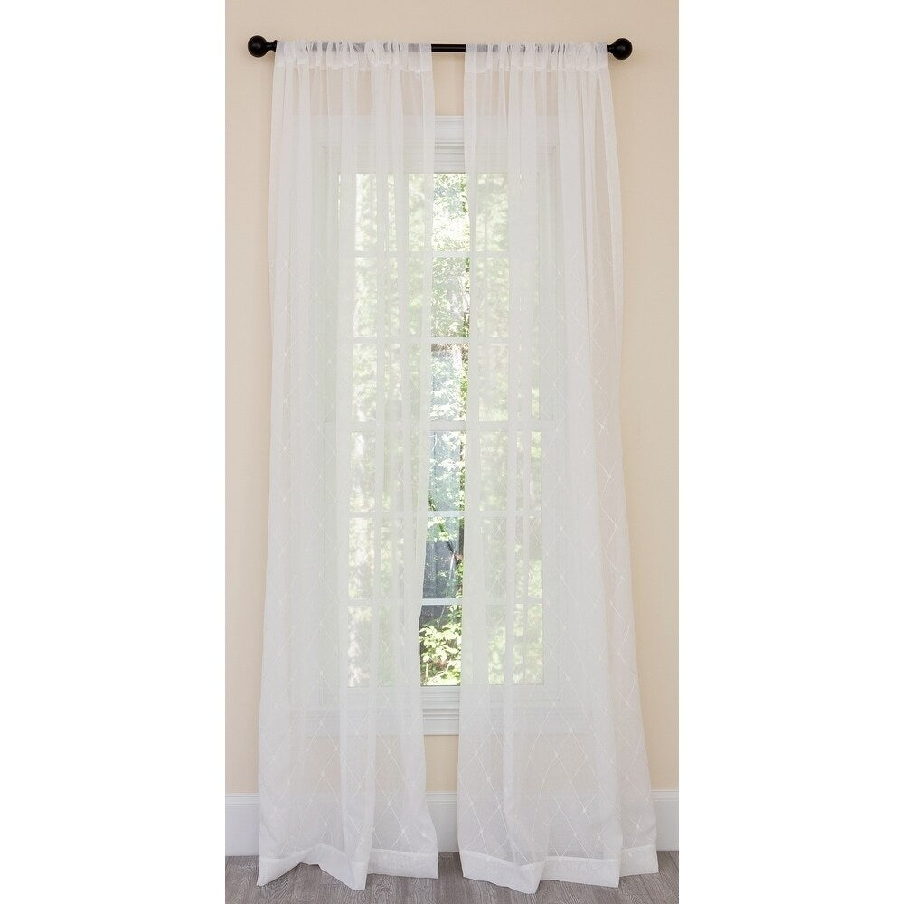 Manor Luxe Bonita Diamond Embroidered Sheer Single Curtain Panel