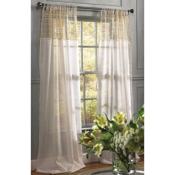 Manor Luxe Juliette Crochet Sheer Ivory 84 Inch Tab Top Curtain Panel