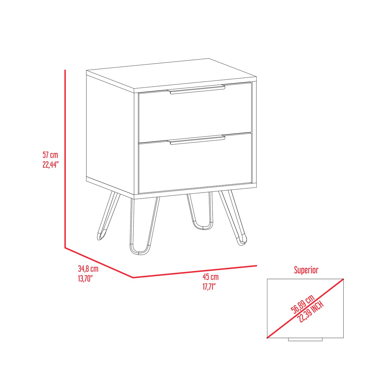 Mansfield 2-Drawer Rectangle Nightstand