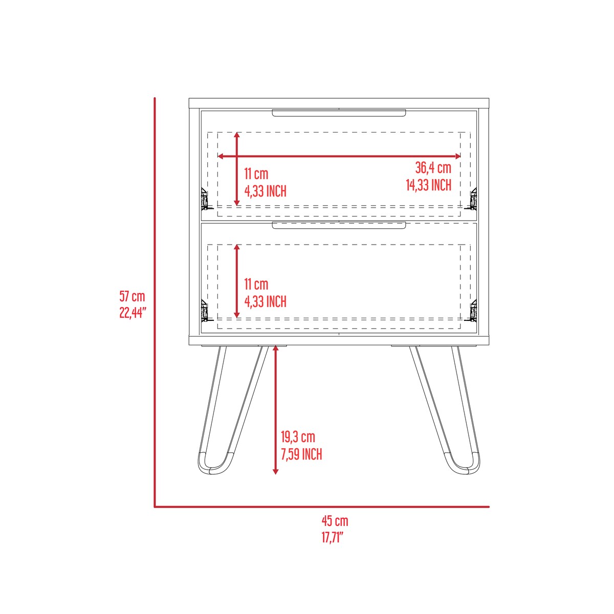 Mansfield 2-Drawer Rectangle Nightstand