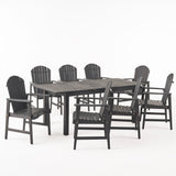 Mantero Outdoor 8 Seater Acacia Wood Adirondack Dining Set by Christopher Knight Home