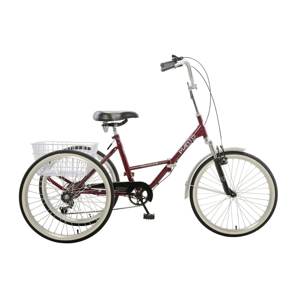 Mantis Tri-Rad Burgundy 6-speed 24-inch-wheel Adult Folding Tricycle