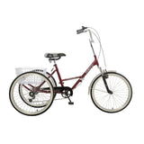 Mantis Tri-Rad Burgundy 6-speed 24-inch-wheel Adult Folding Tricycle