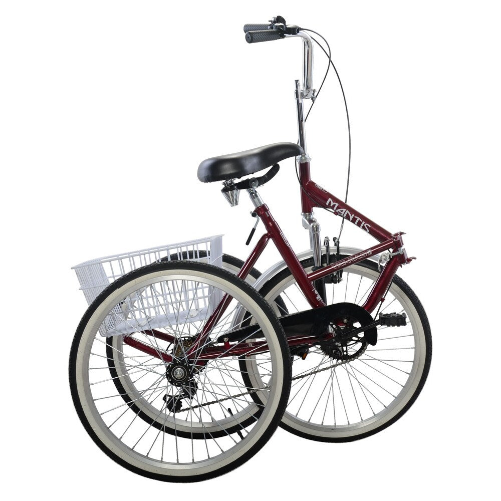 Mantis Tri-Rad Burgundy 6-speed 24-inch-wheel Adult Folding Tricycle