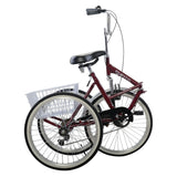 Mantis Tri-Rad Burgundy 6-speed 24-inch-wheel Adult Folding Tricycle