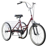 Mantis Tri-Rad Burgundy 6-speed 24-inch-wheel Adult Folding Tricycle
