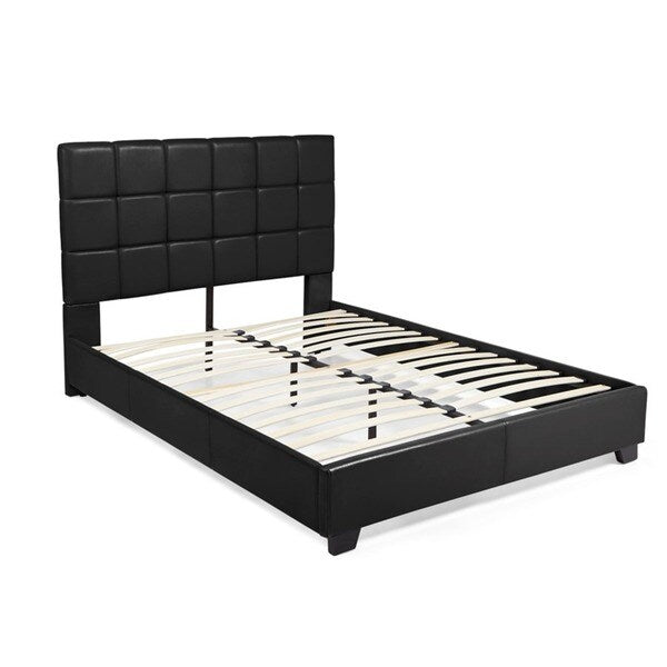 Kenville, King Size, Black Leather Platform Bed