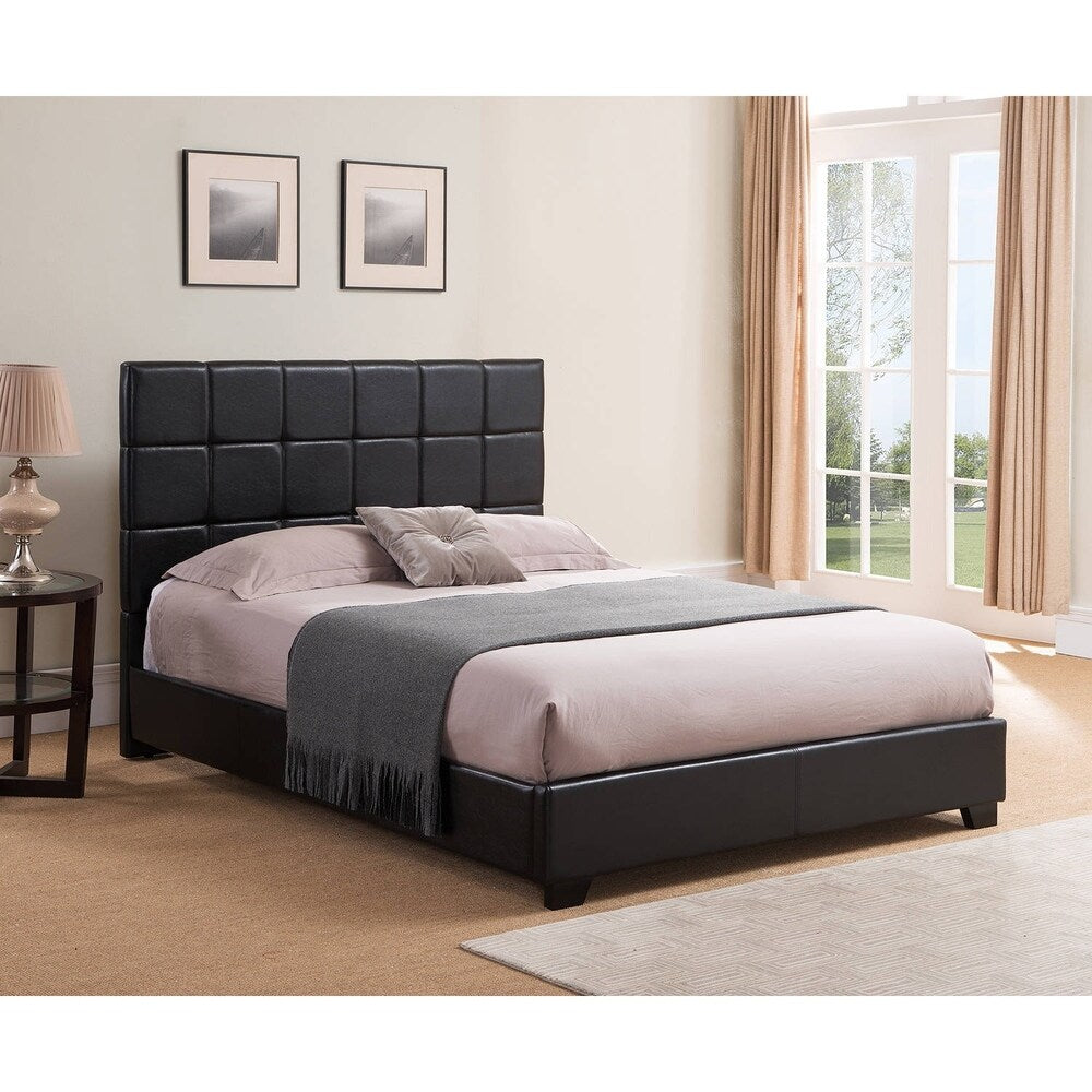 Kenville, King Size, Black Leather Platform Bed