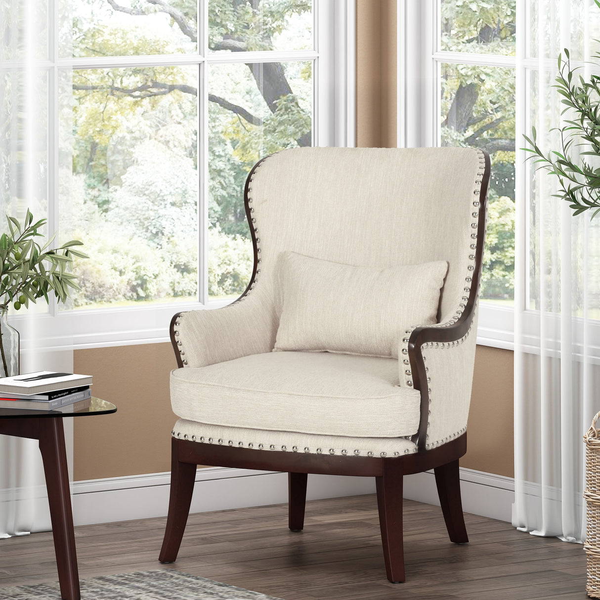 Mantua Upholstered Accent Chair with Nailhead Trim by Christopher Knight Home - 27.00" L x 32.00" W x 40.50" H