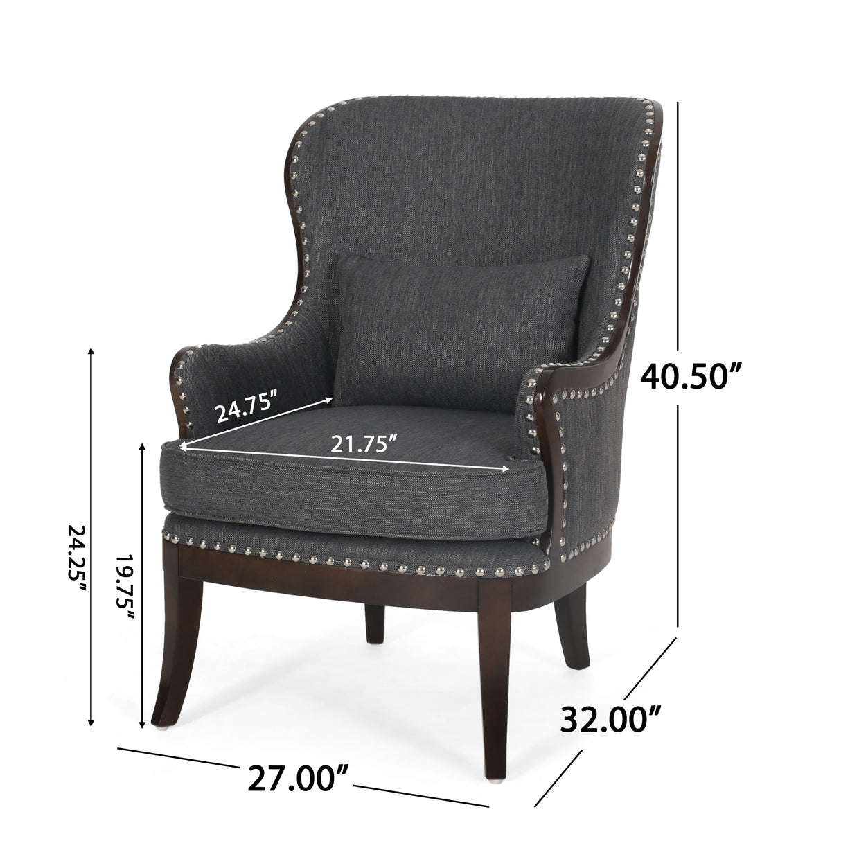 Mantua Upholstered Accent Chair with Nailhead Trim by Christopher Knight Home - 27.00" L x 32.00" W x 40.50" H