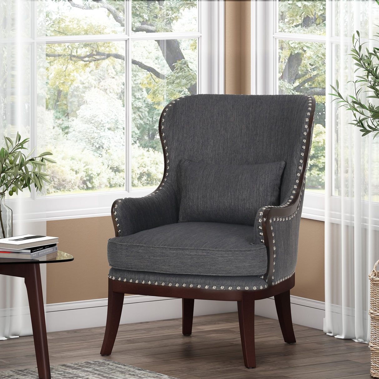 Mantua Upholstered Accent Chair with Nailhead Trim by Christopher Knight Home - 27.00" L x 32.00" W x 40.50" H