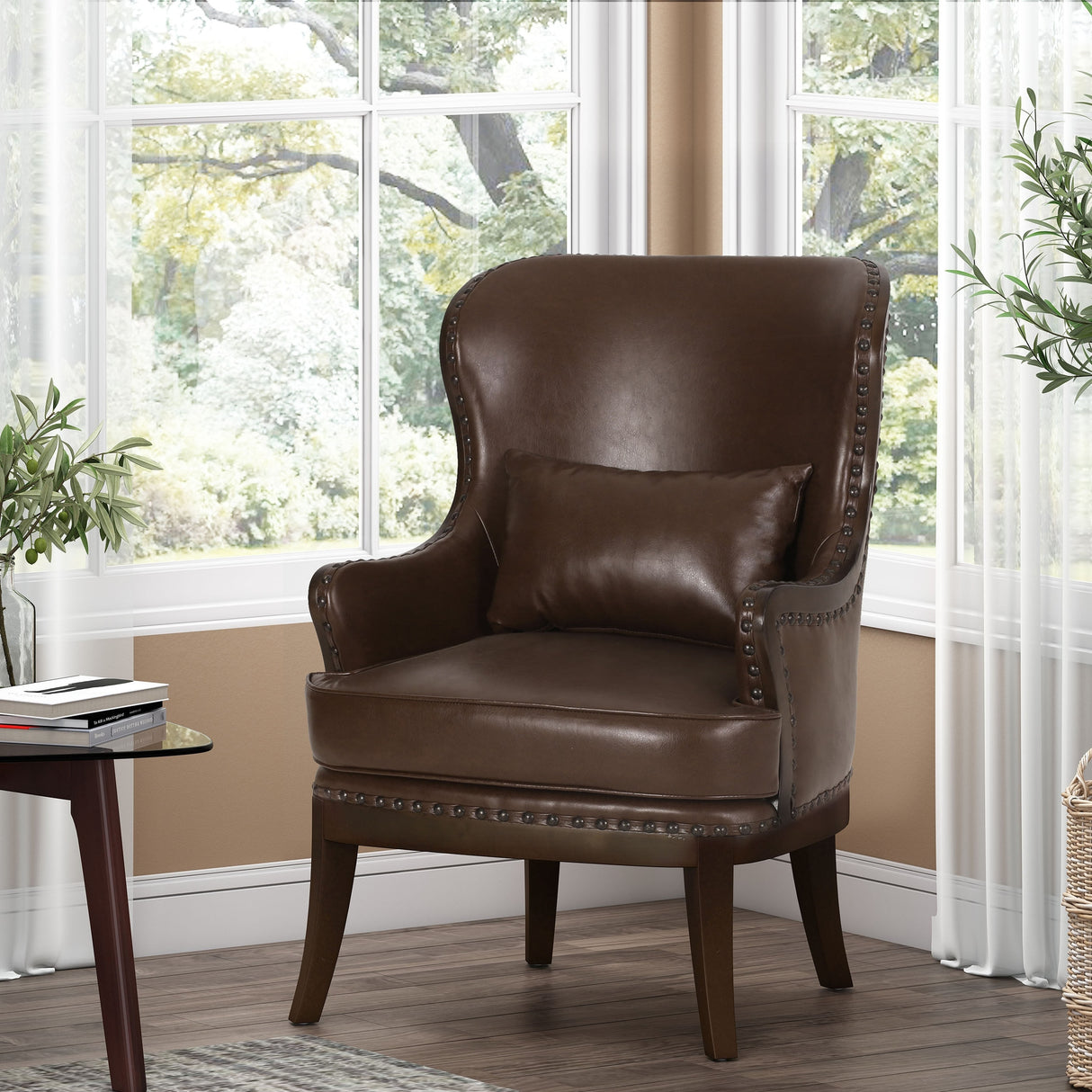 Mantua Upholstered Accent Chair with Nailhead Trim by Christopher Knight Home - 27.00" L x 32.00" W x 40.50" H