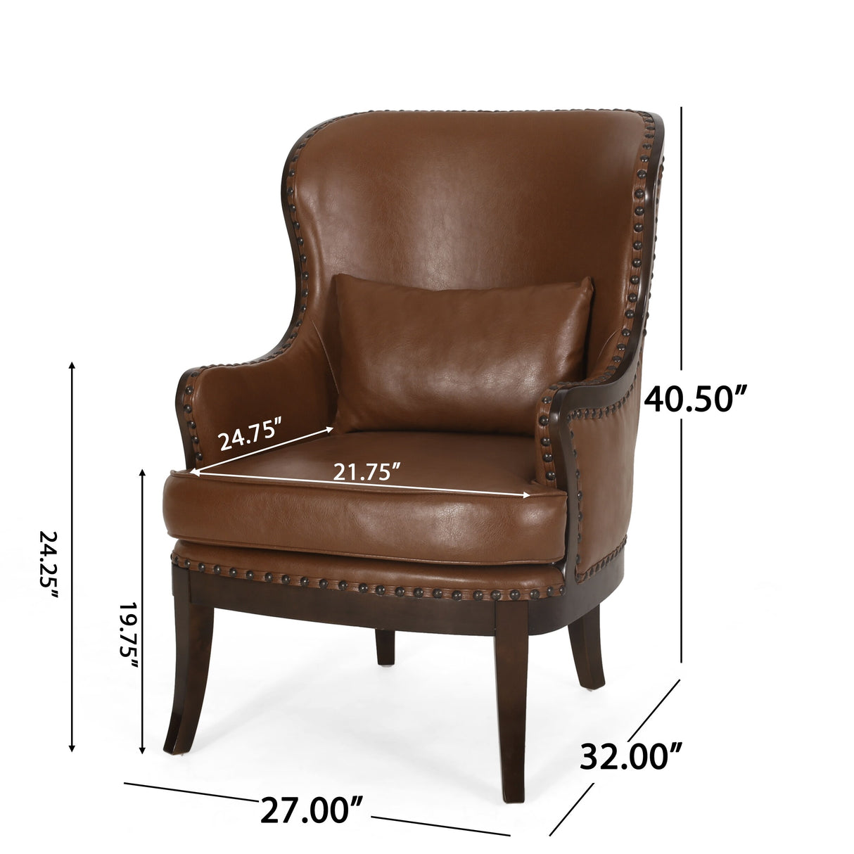 Mantua Upholstered Accent Chair with Nailhead Trim by Christopher Knight Home - 27.00" L x 32.00" W x 40.50" H