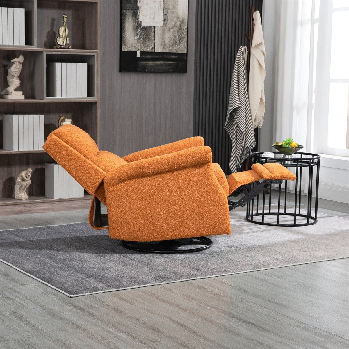 Manual Swivel Rocker Recliner Chair with Soft Arms and Back, Small Reclining Chairs, Single Sofa Seat for Living Room