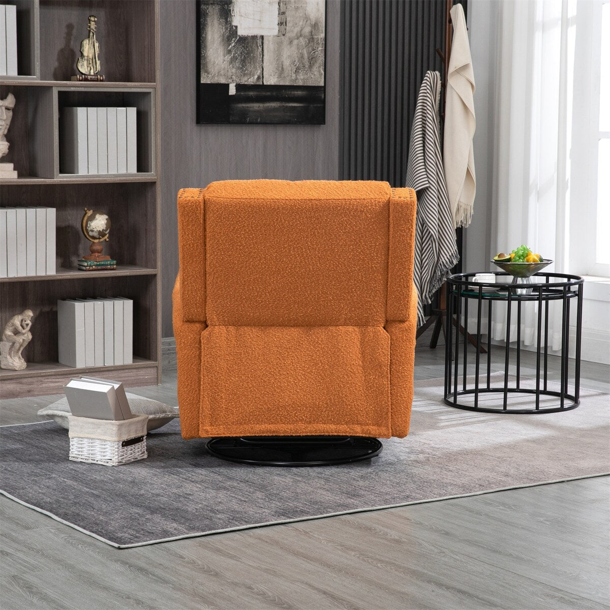 Manual Swivel Rocker Recliner Chair with Soft Arms and Back, Small Reclining Chairs, Single Sofa Seat for Living Room