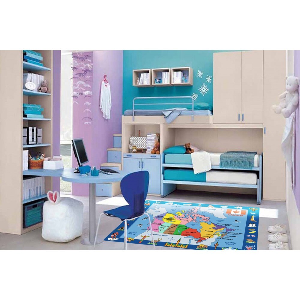 Map of Canada Multicolored Accent Rug - 8' x 11'