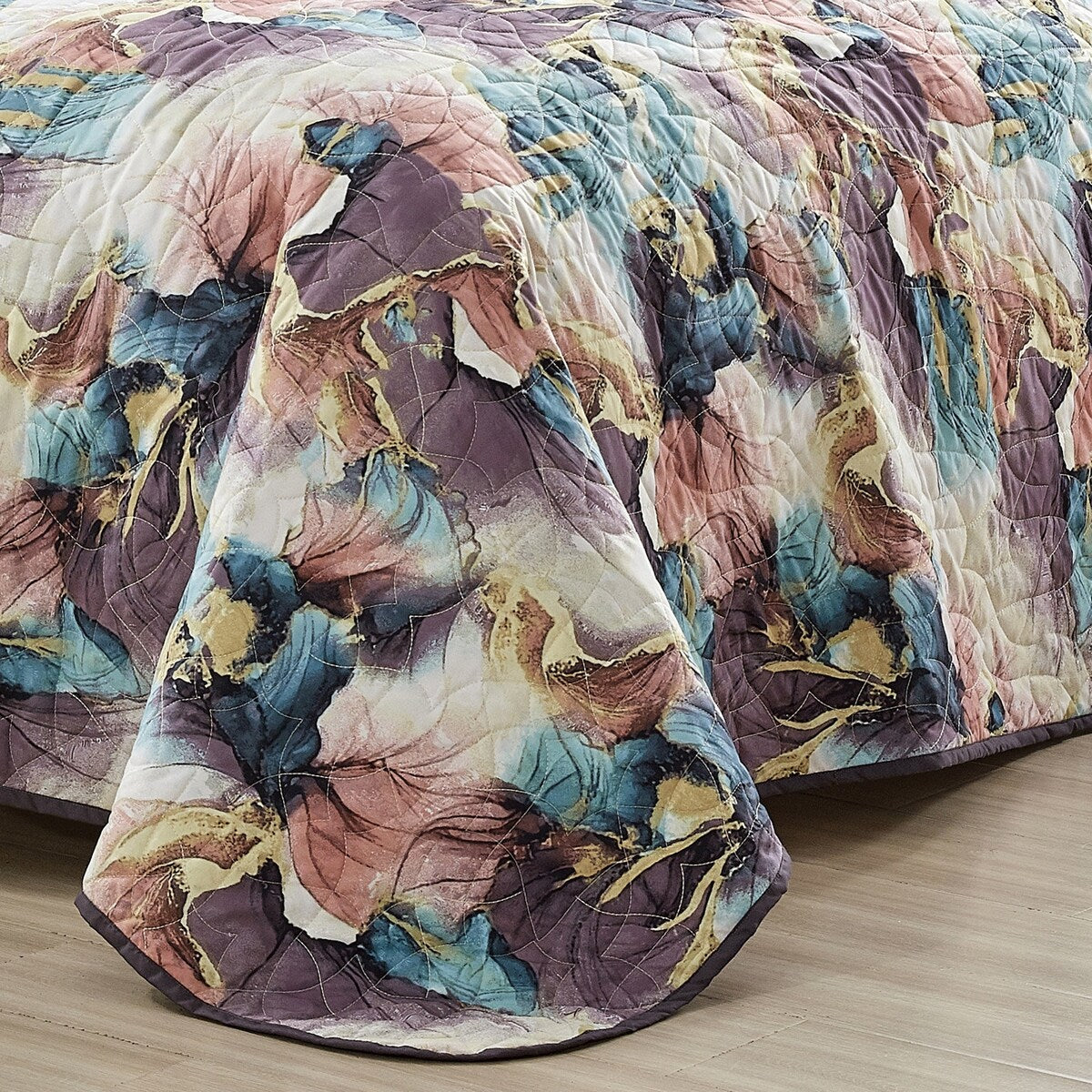 MarCielo 3 Piece Printed Quilt Set Lightweight Bedspread Set Poline